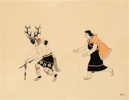 Pueblo Girl Chasing a Deer