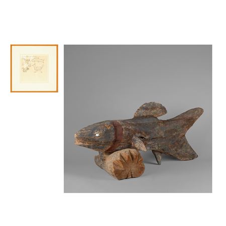A Pair: Untitled (Animal Study), 1987 + Untitled (Fish), 1985