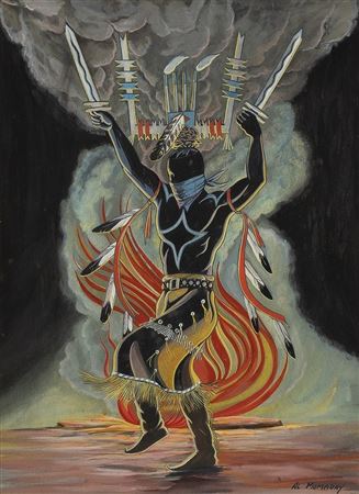 Untitled (Fire Dancer) by Alfred Momaday - Auction record, sale price, and art valuation. Compare with similar artists and explore comparable artworks.