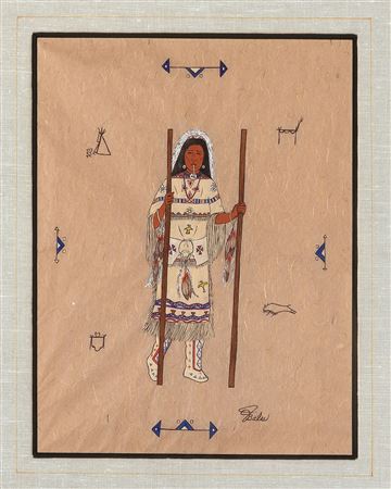 Untitled (Figure with Two Staffs)