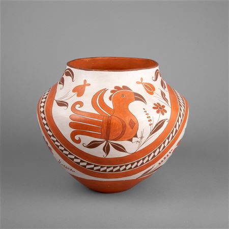 Polychrome Jar with Floral Bird Design