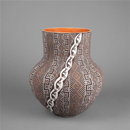 Geometric Jar with Kokopelli Design