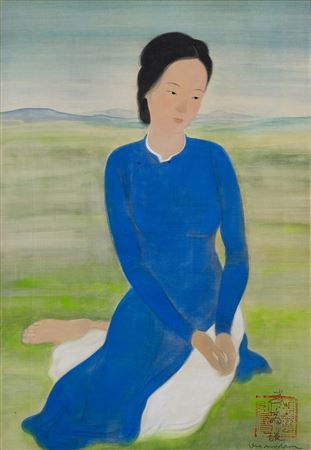 Jeune femme en bleu dans un paysage by Vu Cao Dam - Auction record, sale price, and art valuation. Compare with similar artists and explore comparable artworks.
