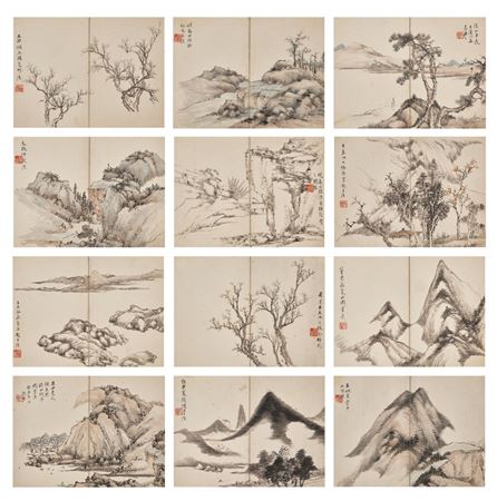 Landscapes after Ancient Masters (album of twelve leaves)