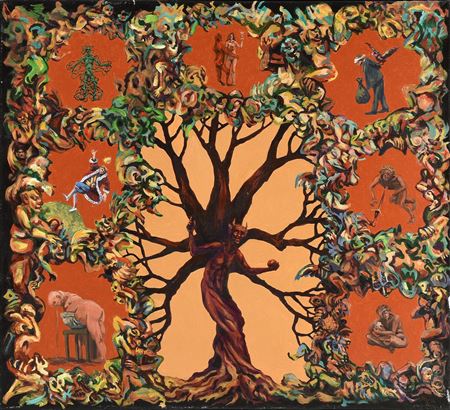 "Grotesquery with Seven Deadly Sins," 1986 by Earl Staley - Auction record, sale price, and art valuation. Compare with similar artists and explore comparable artworks.
