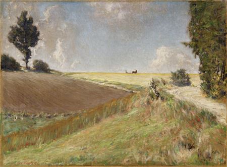 Der Feldweg (Sommerlandschaft mit Pferdepflug).