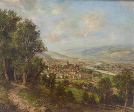 View of Beverungen on the Weser in the Summer by Gustav Behre - Auction record, sale price, and art valuation. Compare with similar artists and explore comparable artworks.