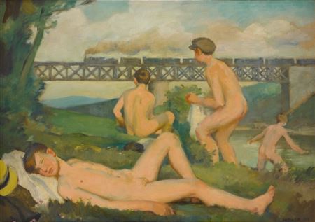 Sample artwork by Hugo Boettinger (1880 - 1934), known for painting; cartoonist; illustrator - View similar artists and auction records
