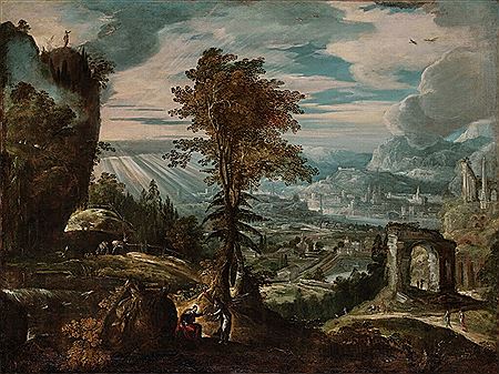 Landscape with scenes from the life of Christ