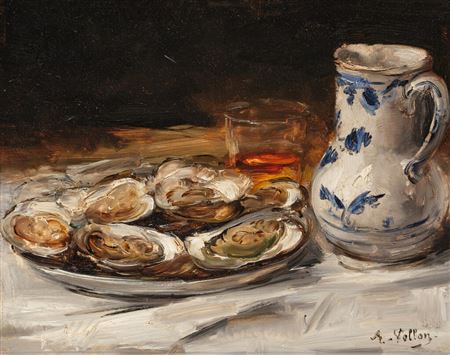 Still Life with Oysters by Antoine Vollon - Auction record, sale price, and art valuation. Compare with similar artists and explore comparable artworks.