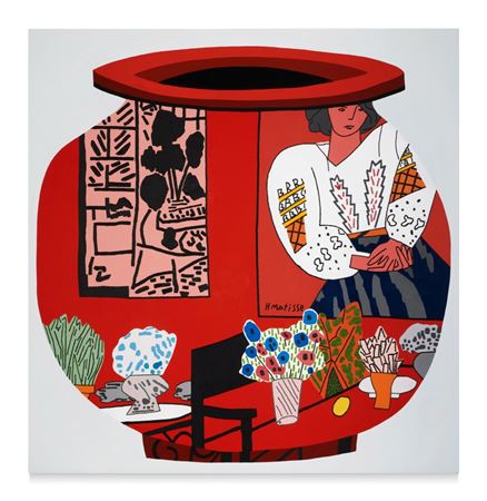 Red Pot with White Blouse