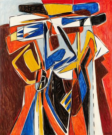Sample artwork by Oswaldo Vigas (1926 - 2014), known for abstract, cubist easel and mural painting - View similar artists and auction records