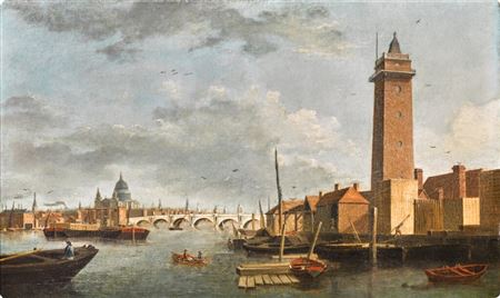 London, a view of the Thames with Blackfriars Bridge and St Paul's Cathedral