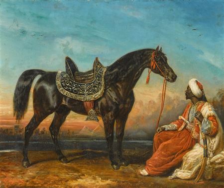 An Arabian Stallion and his Groom, Egypt