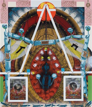 Sample artwork by Lari Pittman (Born 1952), known for abstraction-figurative caligraphic - View similar artists and auction records