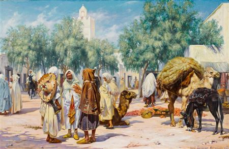 Market in Kairouan, Tunisia by Jose Silbert - Auction record, sale price, and art valuation. Compare with similar artists and explore comparable artworks.
