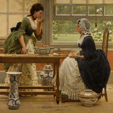 Pot Pourri by George Dunlop Leslie - Auction record, sale price, and art valuation. Compare with similar artists and explore comparable artworks.