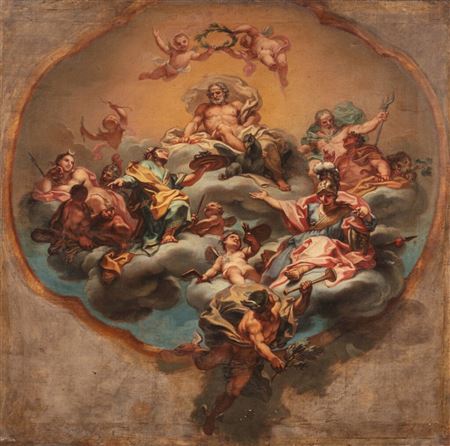 L'Assemblée des dieux, Etude pour le plafond du Palazzo Durazzo-Pallavicini, à Gênes by Paolo Gerolamo Piola - Auction record, sale price, and art valuation. Compare with similar artists and explore comparable artworks.