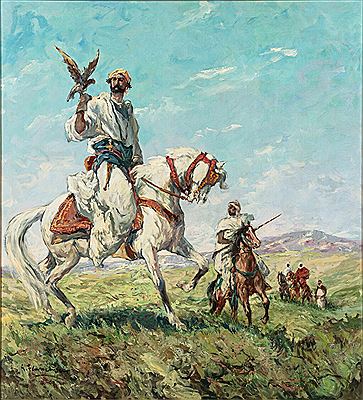 The falcon hunt by Gustave Flasschoen - Auction record, sale price, and art valuation. Compare with similar artists and explore comparable artworks.