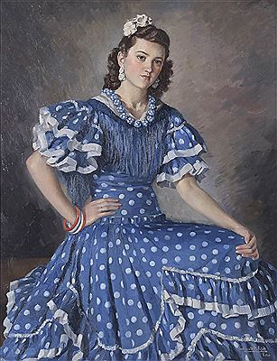 Girl in a Blue Gypsy's Dress