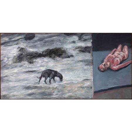 Dubbelbeeld: Hond in Landskap; Naak (Double Image: Dog in Landscape; Naked)