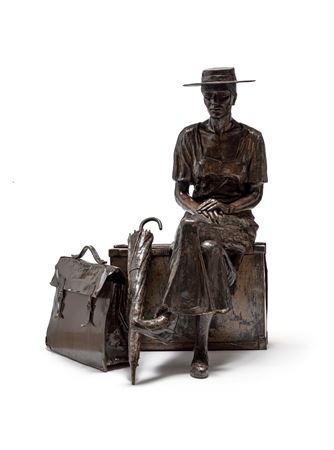 Woman with Umbrella and Suitcase (Expect the Unexpected)