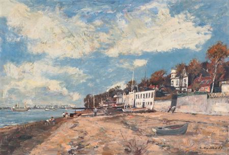 BEACH IN HAMBURG. by Erich Wessel - Auction record, sale price, and art valuation. Compare with similar artists and explore comparable artworks.