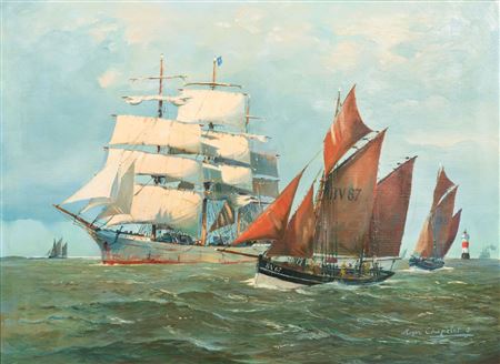 A THREE-MASTER IN THE WESER ESTUARY by Roger Chapelet - Auction record, sale price, and art valuation. Compare with similar artists and explore comparable artworks.