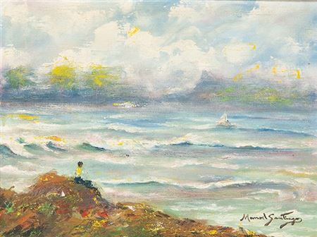 Character in front of the sea