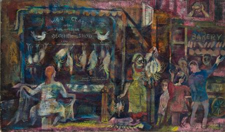 Chicken Market by Joseph Wolins - Auction record, sale price, and art valuation. Compare with similar artists and explore comparable artworks.