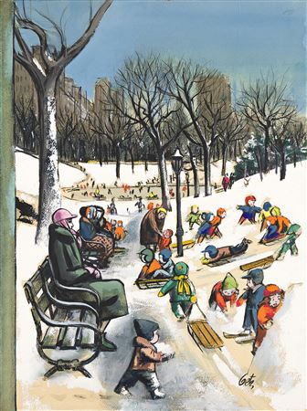 "Sledding In Central Park."