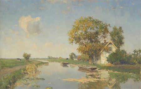 Cattle grazing along a river bank by Gerard Altmann - Auction record, sale price, and art valuation. Compare with similar artists and explore comparable artworks.