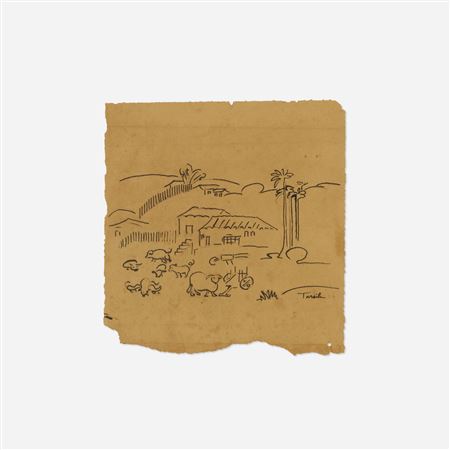Sample artwork by Tarsila Do Amaral (1886 - 1973), known for modernist figurative painting, drawings, murals, scultpure, social themes - View similar artists and auction records