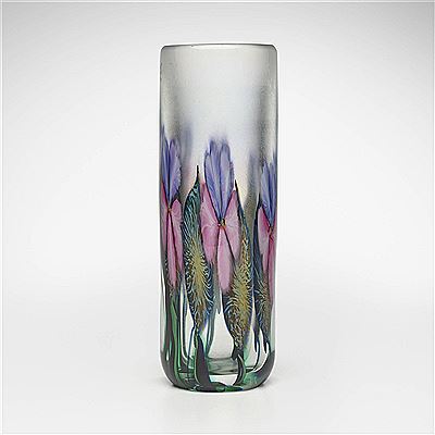 Tall vase with irises