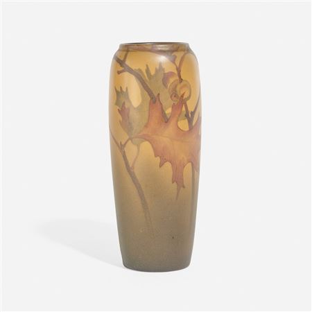 Rare Painted Mat vase with oak leaves and acorns