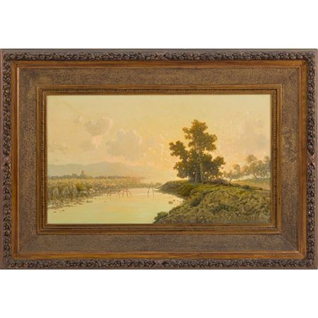 Seascape from the Anapo river by Aurelio Catti - Auction record, sale price, and art valuation. Compare with similar artists and explore comparable artworks.