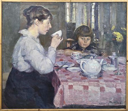 Mother and daughter tea party
