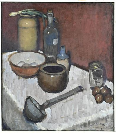 Still life with large spoon by Paul Louis van Eeden - Auction record, sale price, and art valuation. Compare with similar artists and explore comparable artworks.
