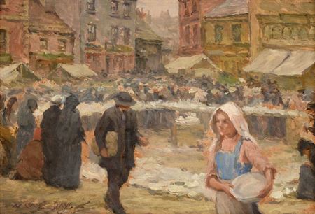 KNARESBOROUGH MARKET, THE POT STALL by William Cave Day - Auction record, sale price, and art valuation. Compare with similar artists and explore comparable artworks.