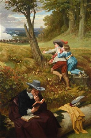 "Dr Harvey and the children of Charles I at the Battle of Edgehill"
