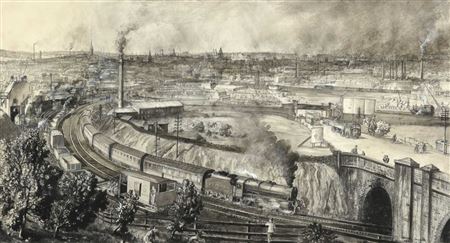 Leeds, Manchester and Liverpool steam train traversing a Pennine by Geoffrey Jenkinson - Auction record, sale price, and art valuation. Compare with similar artists and explore comparable artworks.