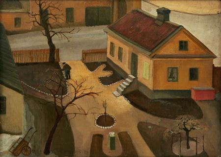 Raking leaves in the yard by Elli Hemberg - Auction record, sale price, and art valuation. Compare with similar artists and explore comparable artworks.