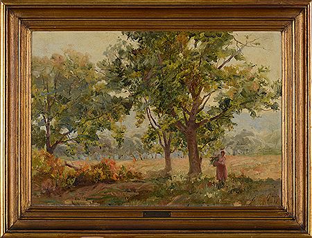 A landscape with figure and woods
