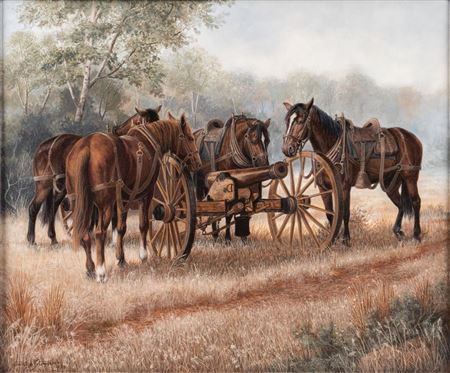 Hitching wagon with horses, 1989