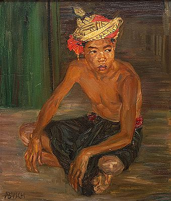 A seated Javanese boy