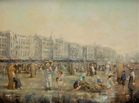 Drukke zomerdag op het strand van Oostende