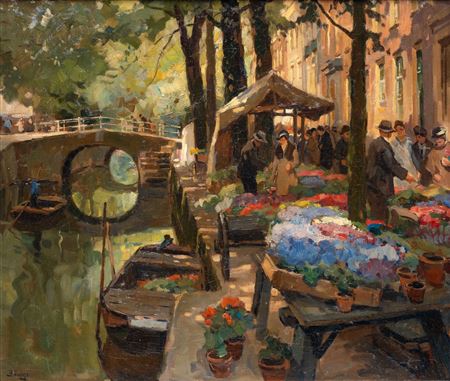 The flower market in Delft