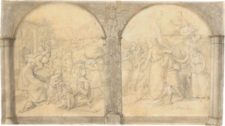 Parable of the lost sheep and the prodigal son, with allegorical setting. Before 1819