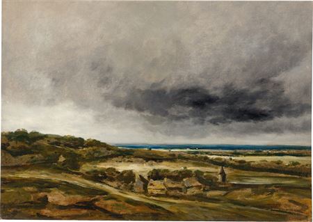 Coastal landscape during a thunderstorm