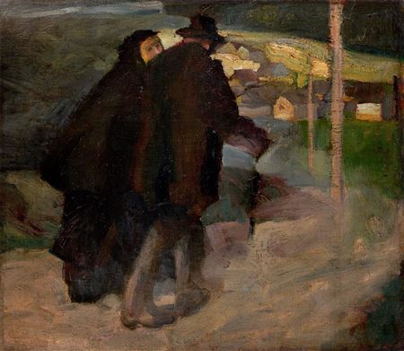 ”Altes Paar auf der Landstraße”. Circa 1901